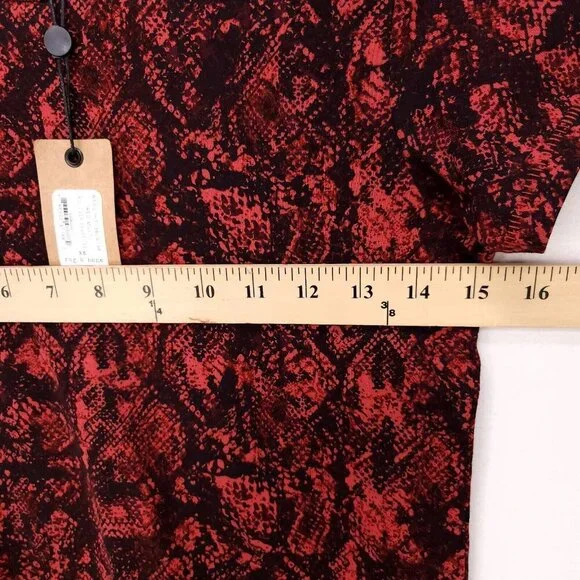 Rag & Bone Tshirt All Over Snake Print Red Organic Cotton Size XS Short Sleeve - Picture 8 of 12